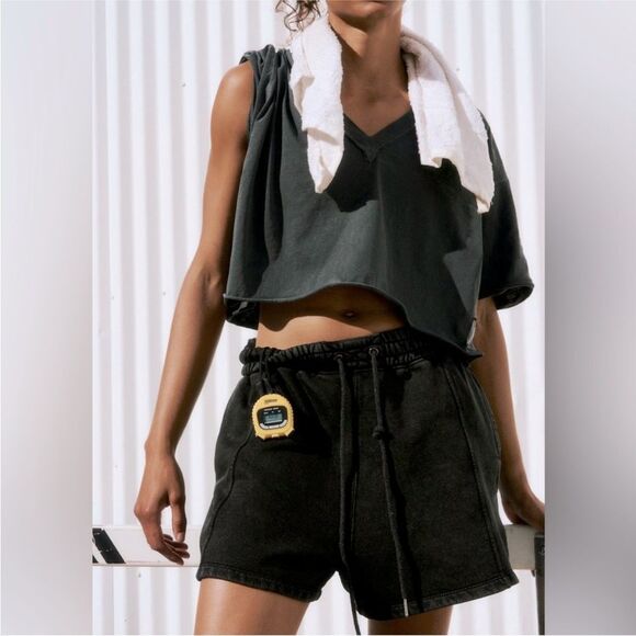 NWT Free People FP Movement Sprint to the Finish Cozy Shorts Black Pockets XS - Picture 1 of 15